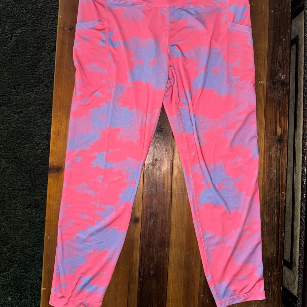 Women’s Pink and Blue Tie-Dye Leggings